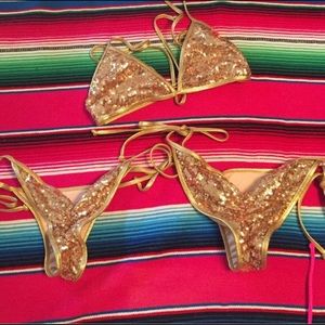 Doll gold sequin bikini